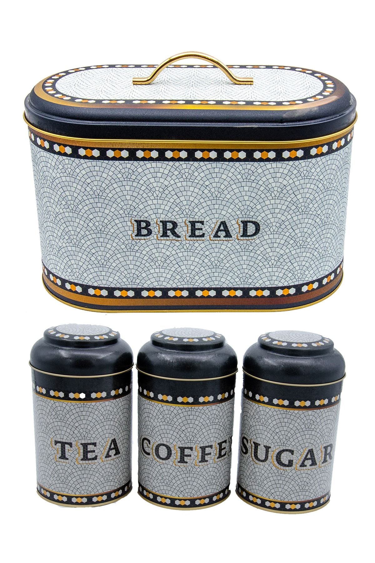 Evle Oval Ekmek Kutusu 4 lü Set, Mosaic