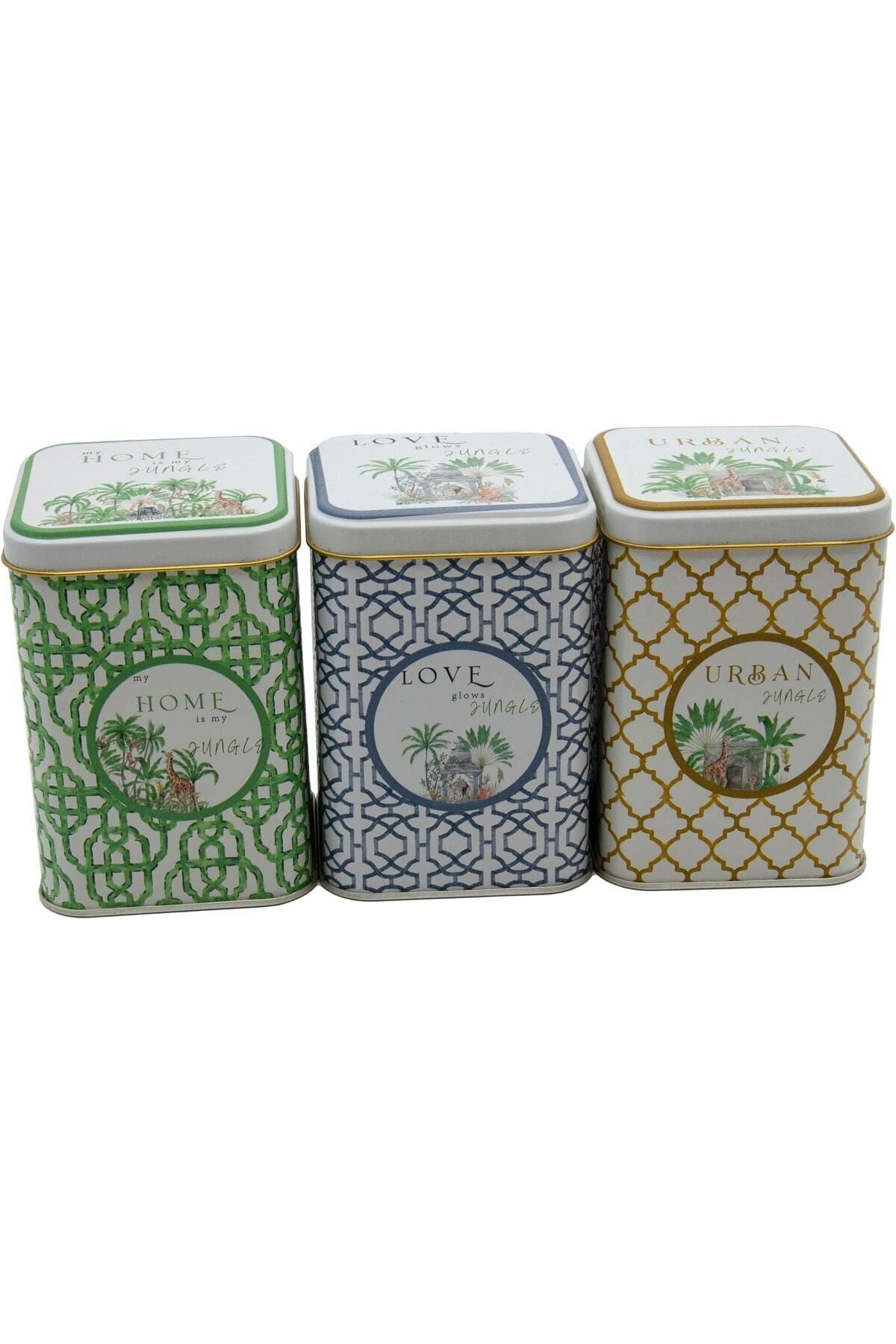 Evle Kare Metal Saklama Kabı 87x87X125, 3 Lü Set, Forrest