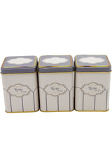 Kare Metal Saklama Kabı 75x75 3 Lü Set, Retro