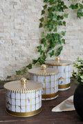 Evle Yuvarlak Kutu Ø140, Topuz Kulp, 3 lü Set, Bird Cage