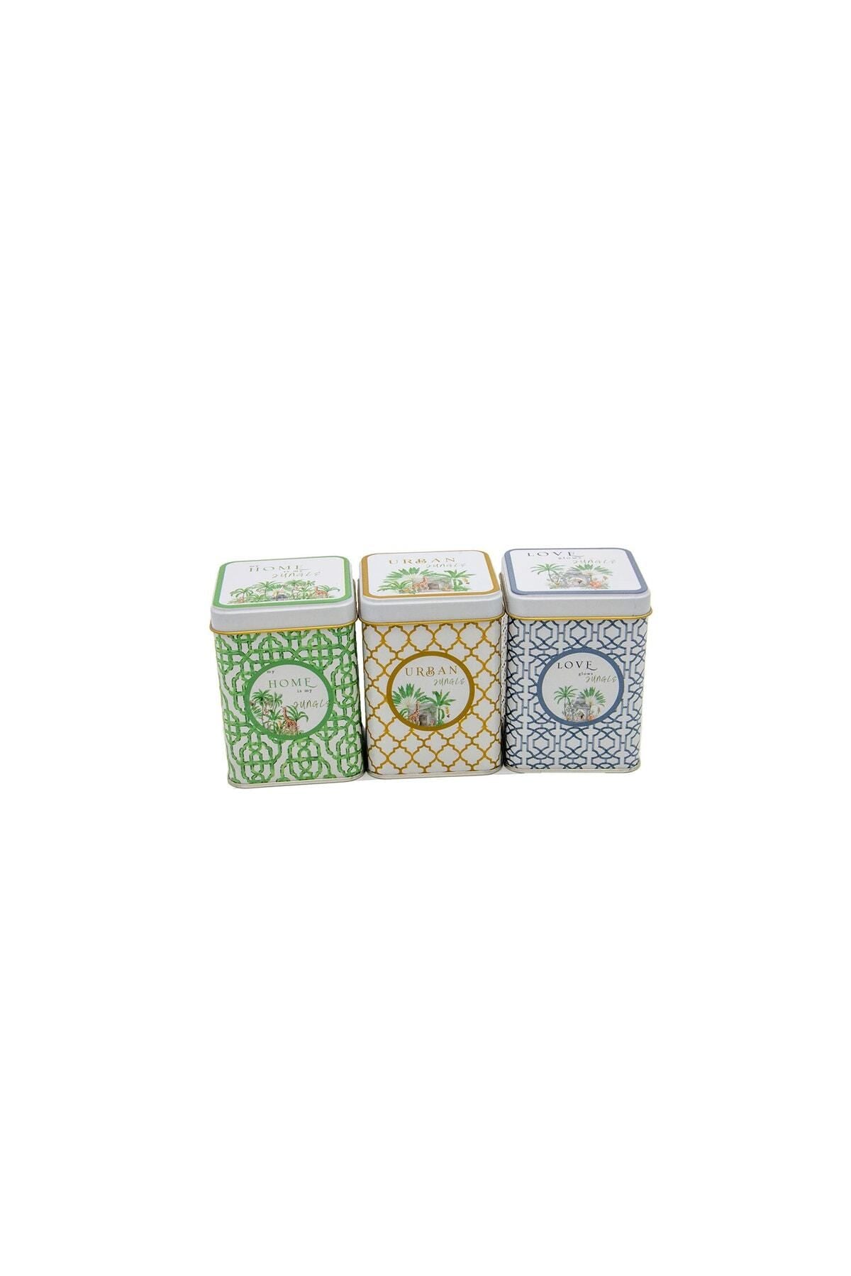 Evle Kare Metal Saklama Kabı 75x75 3 Lü Set, Forrest