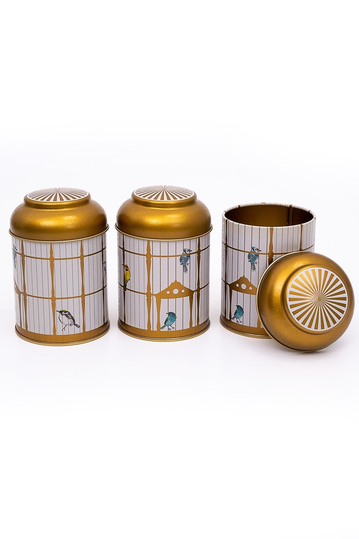 Evle Silindir Metal Saklama Kabı Ø90 3 lü Set, Bird Cage