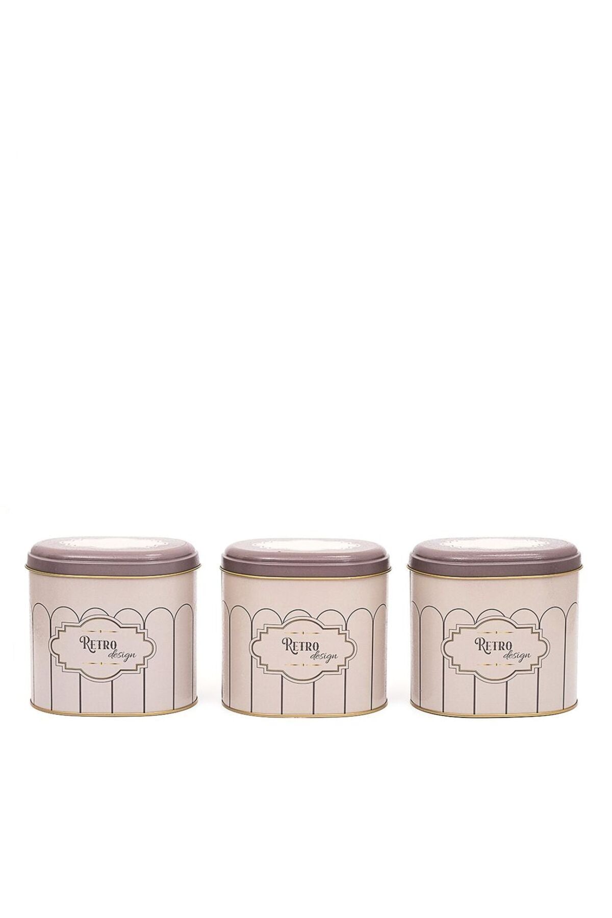 Evle Oval Metal Saklama Kabı 3 lü Set, Retro