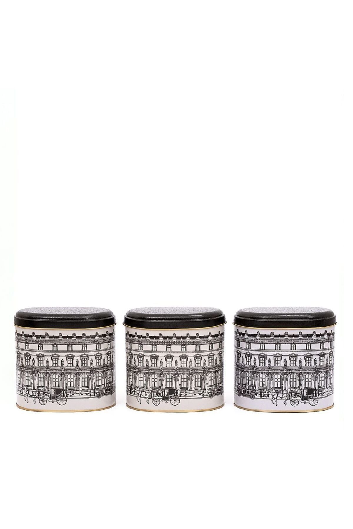 Evle Oval Metal Saklama Kabı 3 lü Set, City