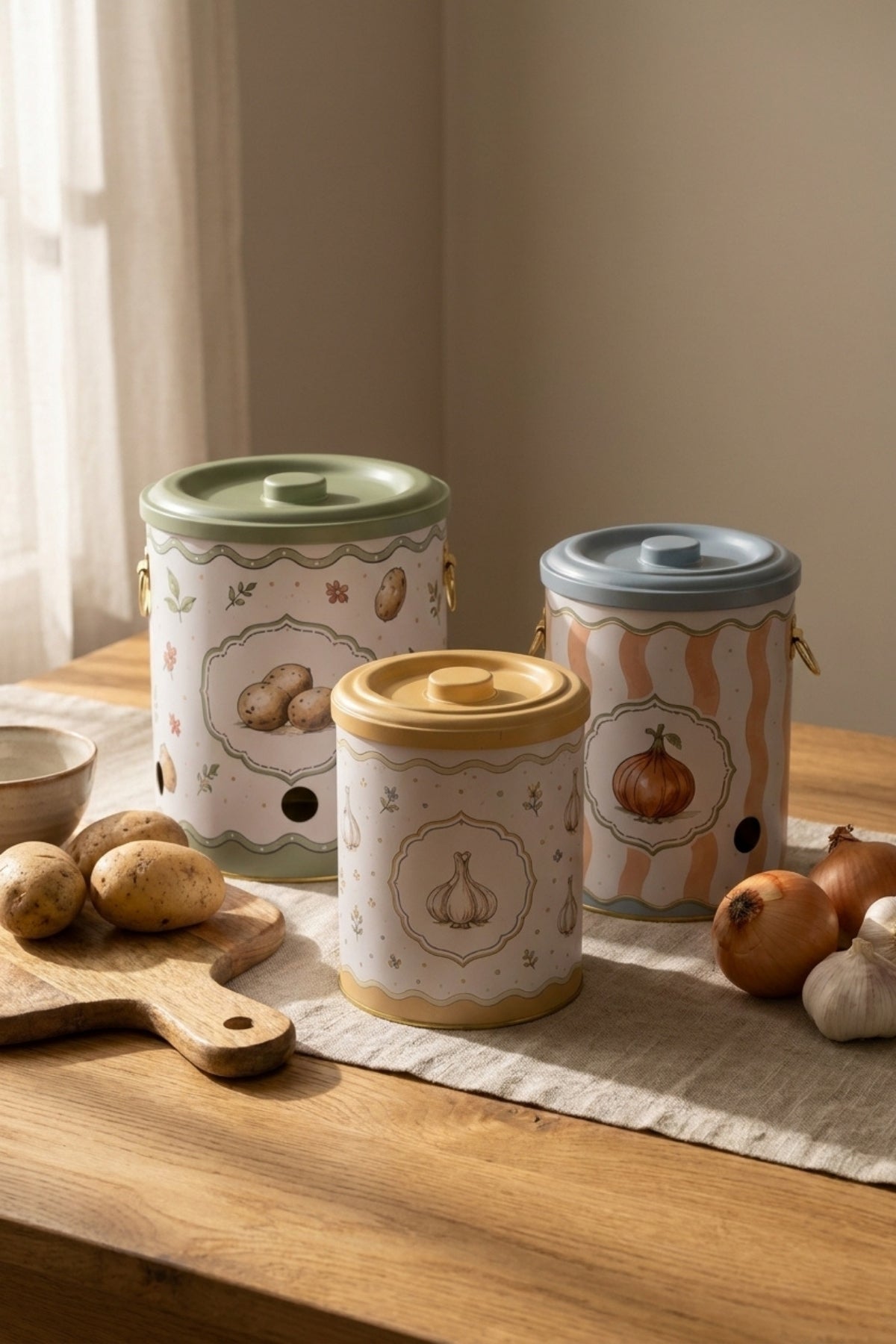 Evle Metal Patates Soğan Sarımsaklık 3 Parça Set / Whimsical