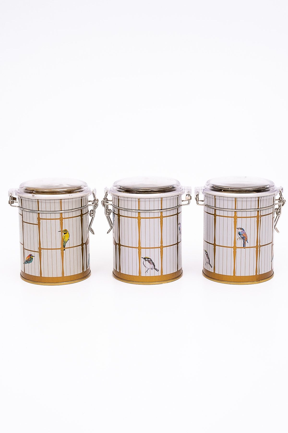 Evle Silindir Saklama Kabı Kilitli Ø90 3 lü Set, Bird Cage