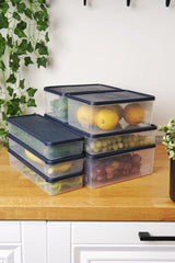Derin Dondurucu Saklama Kabı 7'li Set (5 Lt + 3 Lt + 2 x 2.1 Lt + 3 x 1 Lt), Mavi