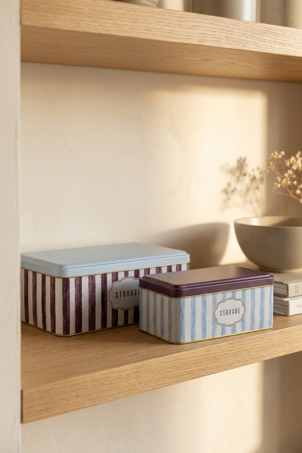 Evle Dekoratif Dikdörtgen Saklama Kutusu 2'li Set 14x24 11,4x18,8 cm / Damson