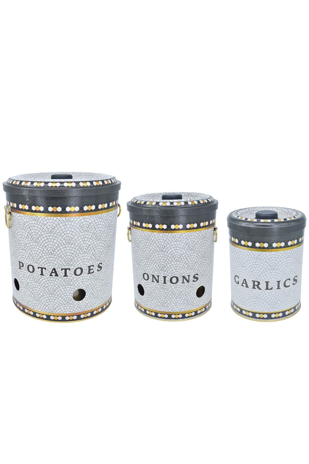 Patates Soğan Sarımsak Saklama Kabı 3 lü Set, Mosaic