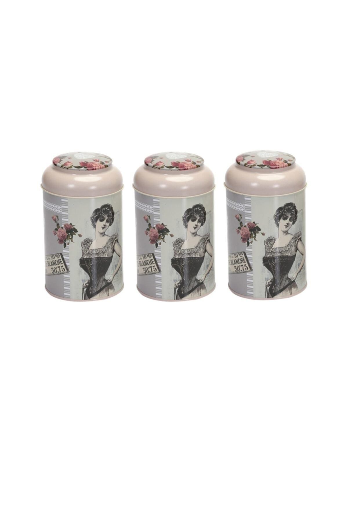 Evle Silindir Saklama Kabı Ø105 3 lü Set, Rose