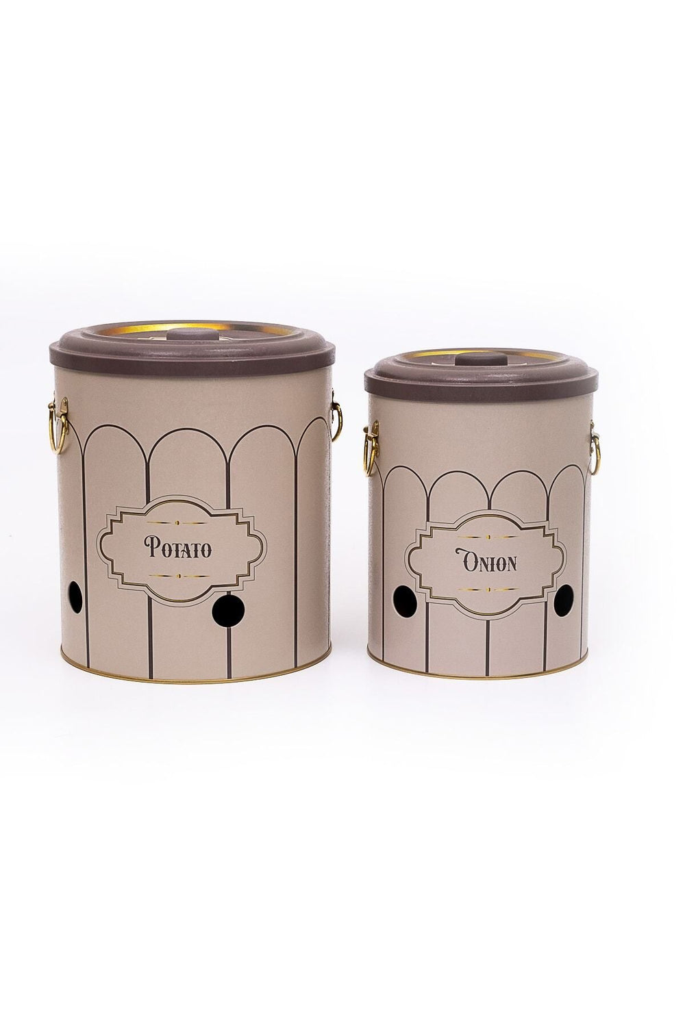 Patates Soğan Saklama Kabı 2 li Set, Retro