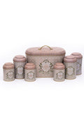 Evle Oval Ekmek Kutusu 7 li Set, Rosy