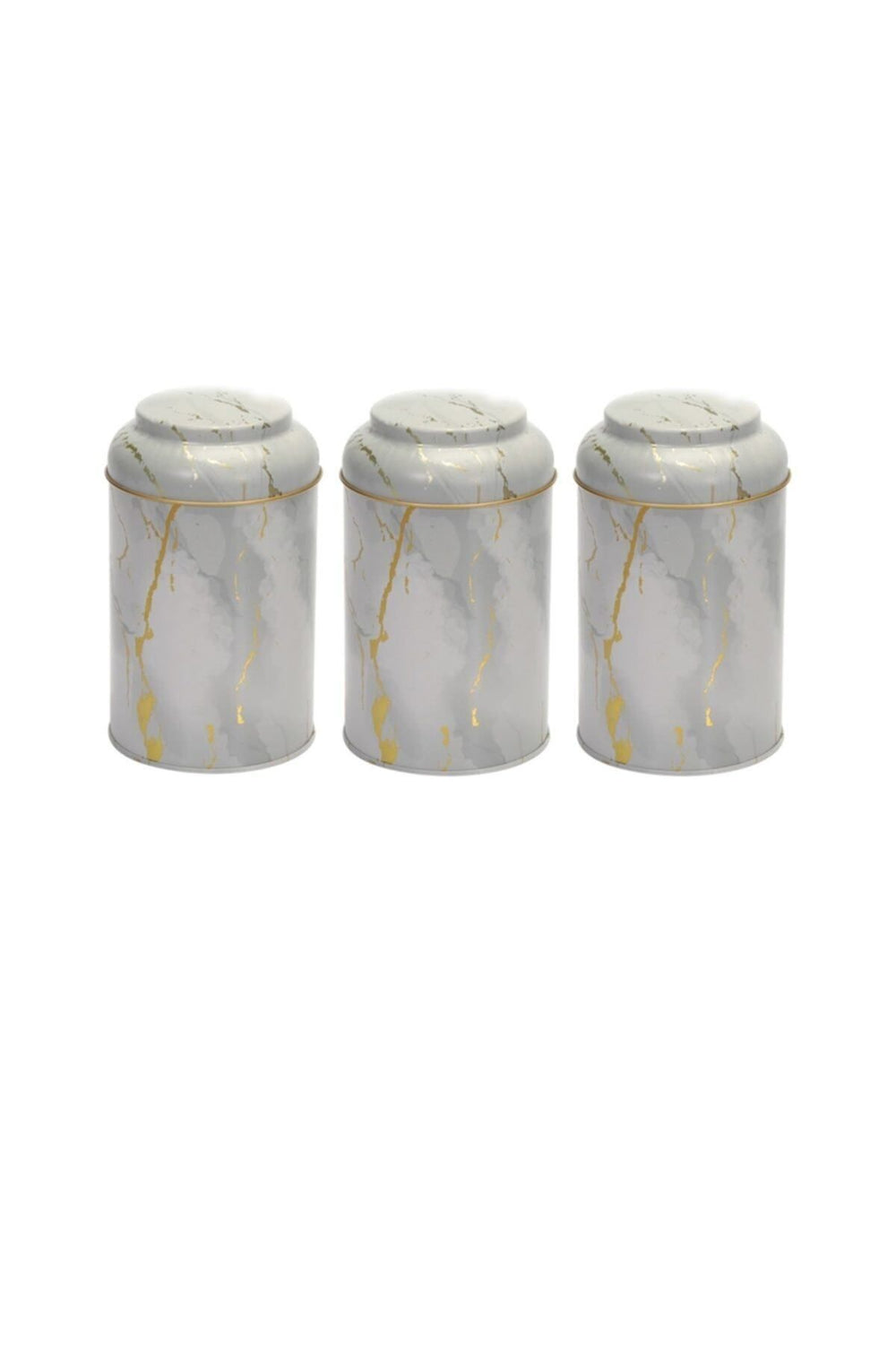 Silindir Saklama Kabı Ø105 3 lü Set, Marble White