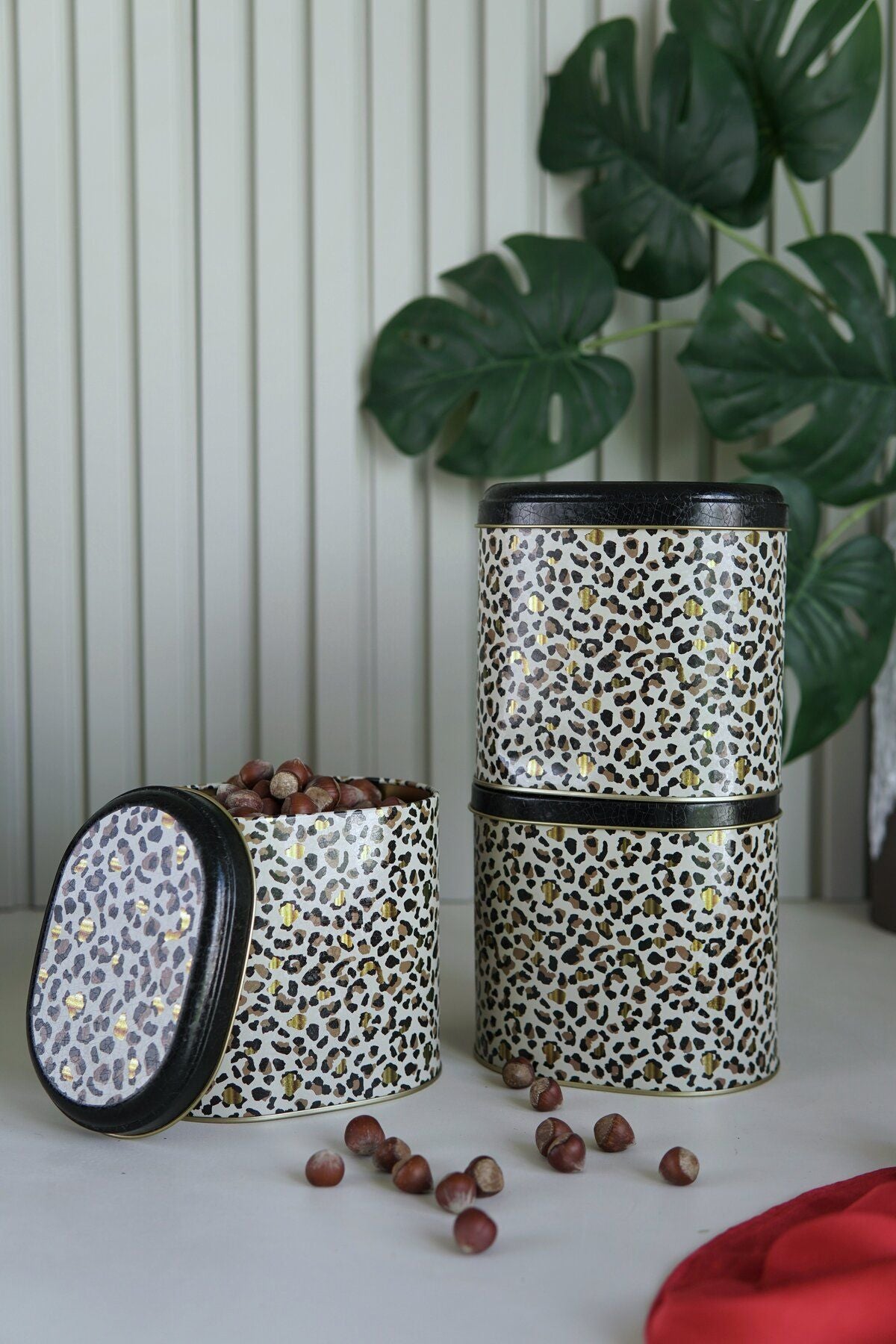 Evle Oval Metal Saklama Kabı 3 lü Set, Leo