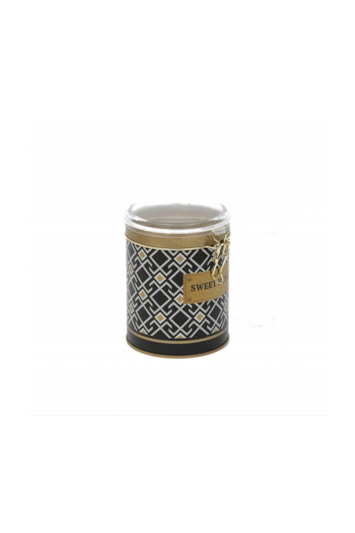 Evle Yuvarlak Kutu, Ø105x130 mm, Şeffaf Kilitli Kapak, 1 lt, Checkers Black_Swt Home