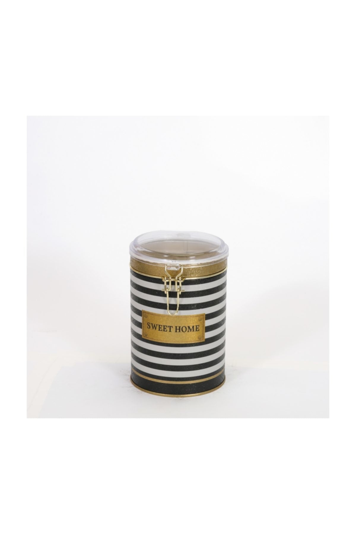 Evle Yuvarlak Kutu, Ø105x150 mm, Şeffaf Kilitli Kapak, 1,1 lt, Checkers Black_Swt Home