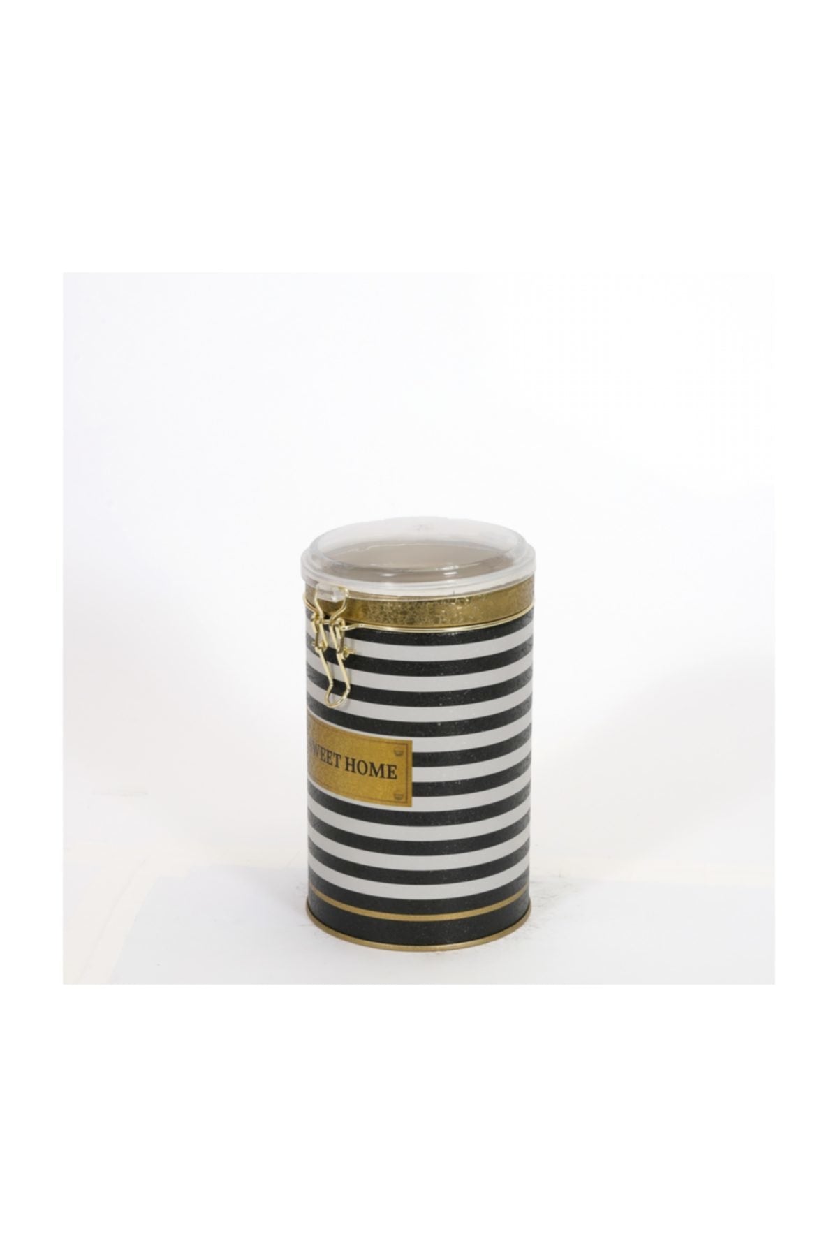 Evle Yuvarlak Kutu, Ø105x170 mm, Şeffaf Kilitli Kapak, 1,3 lt, Checkers Black_Swt Home