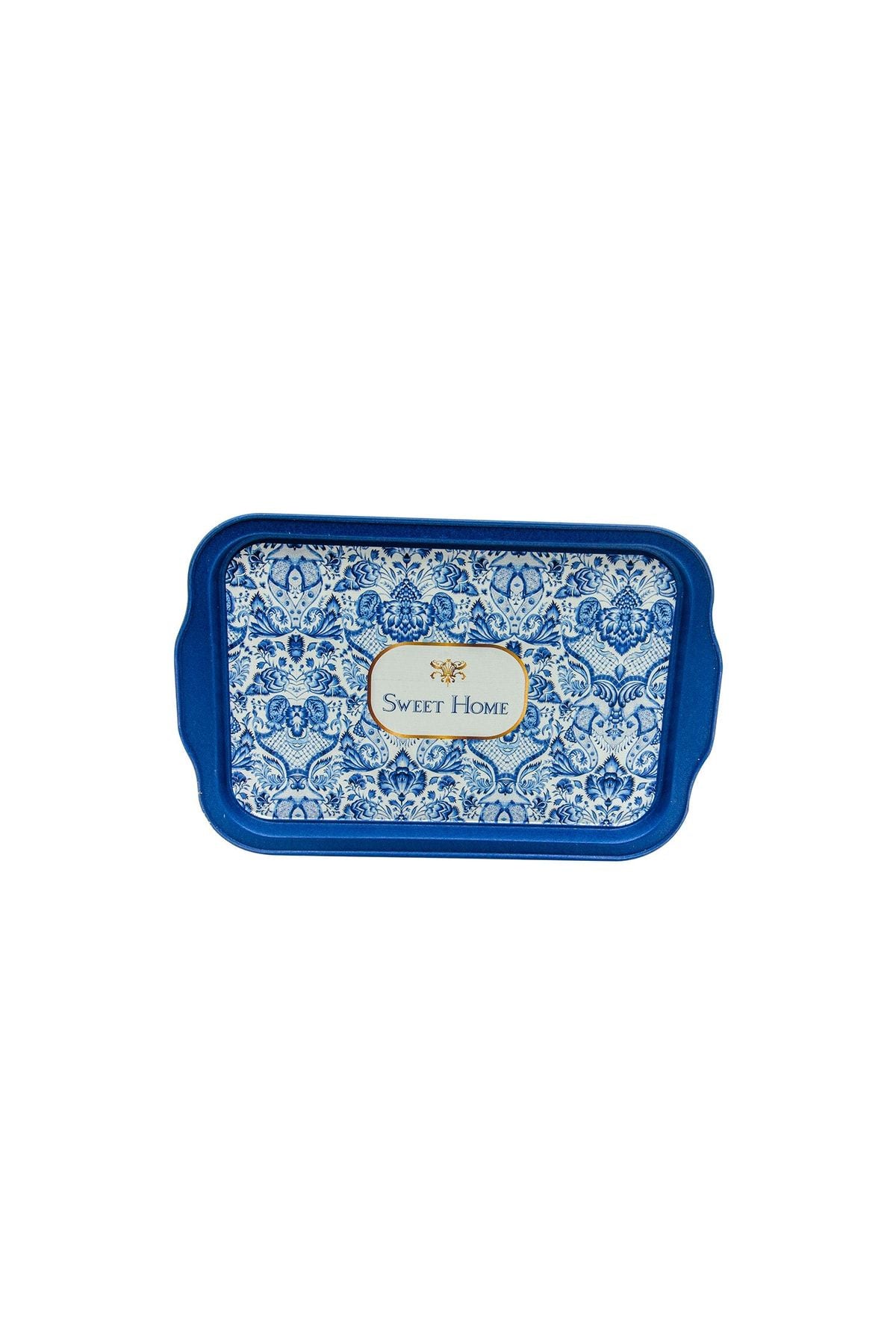 Azulejos Desenli Metal Tepsi - Çay Kahve Tepsisi - Sunum Tepsisi 21 Cm X 31 Cm Ee162-7n