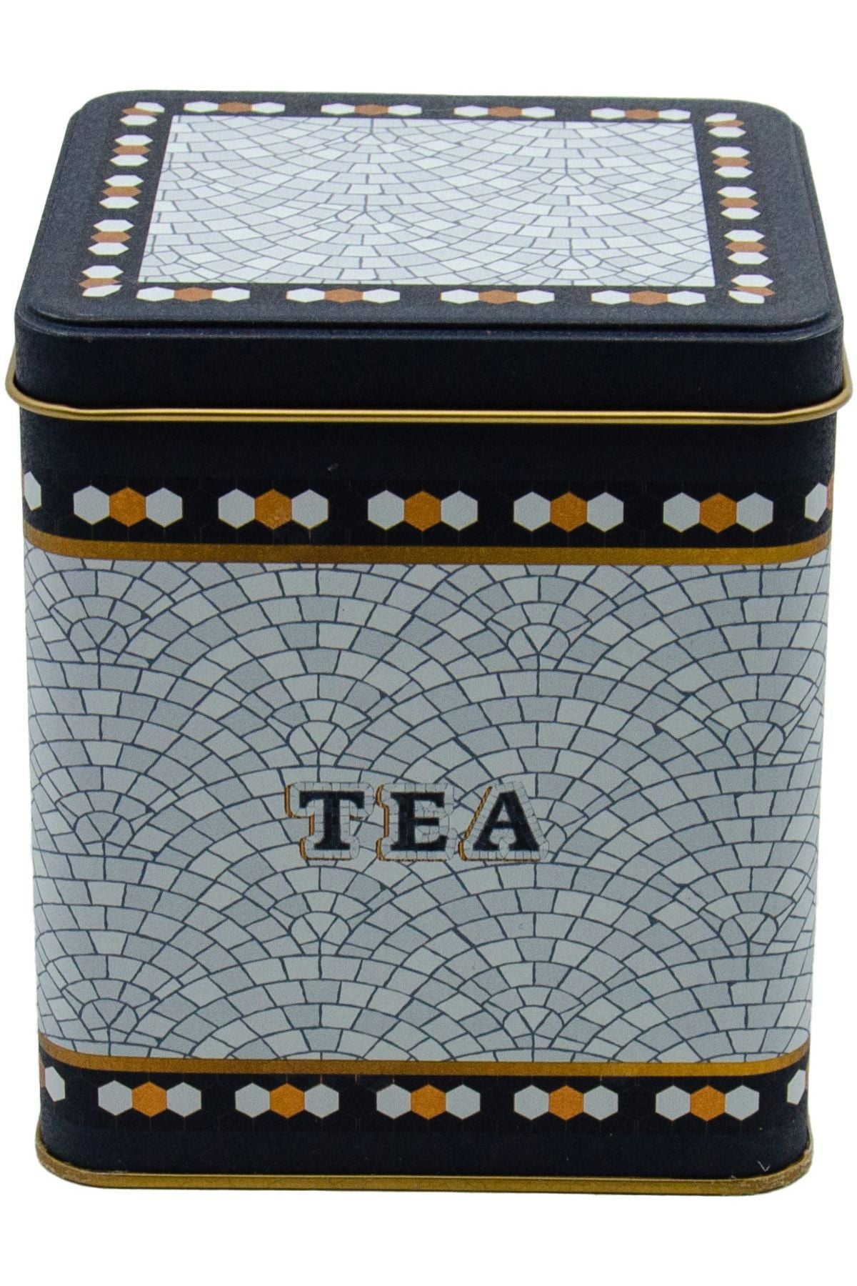 Er024-5d Mosaic Tea Desenli Kare Metal Saklama Kabı 12x12 Cm