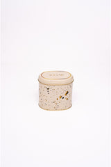 Er004-9g Terrazzo Cream Desenli Oval Metal Saklama Kabı 11x15 Cm
