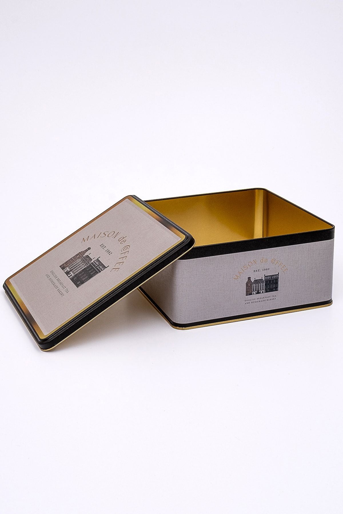 Er029-7f Azura Coffee Desenli Kare Metal Saklama Kabı 24x24 Cm