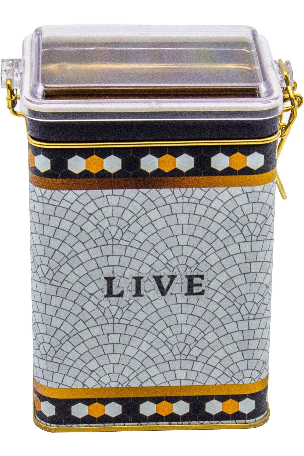 Er043-9d Mosaic Live Desenli Dikdörtgen Metal Saklama Kabı 8x10 Cm