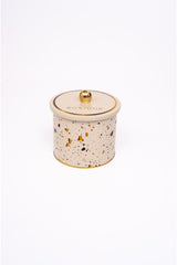 Terrazo Desenli Yuvarlak Metal Saklama Kabı, Erzak Saklama Kabı - Organizer 14 Cm X 12,5 Cm Er142-9g