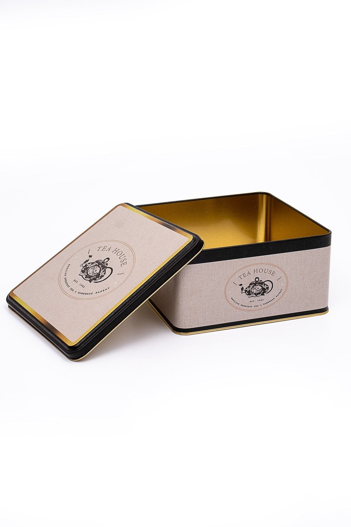 Er028-8f Azura Tea Desenli Kare Metal Saklama Kabı 20x20 Cm