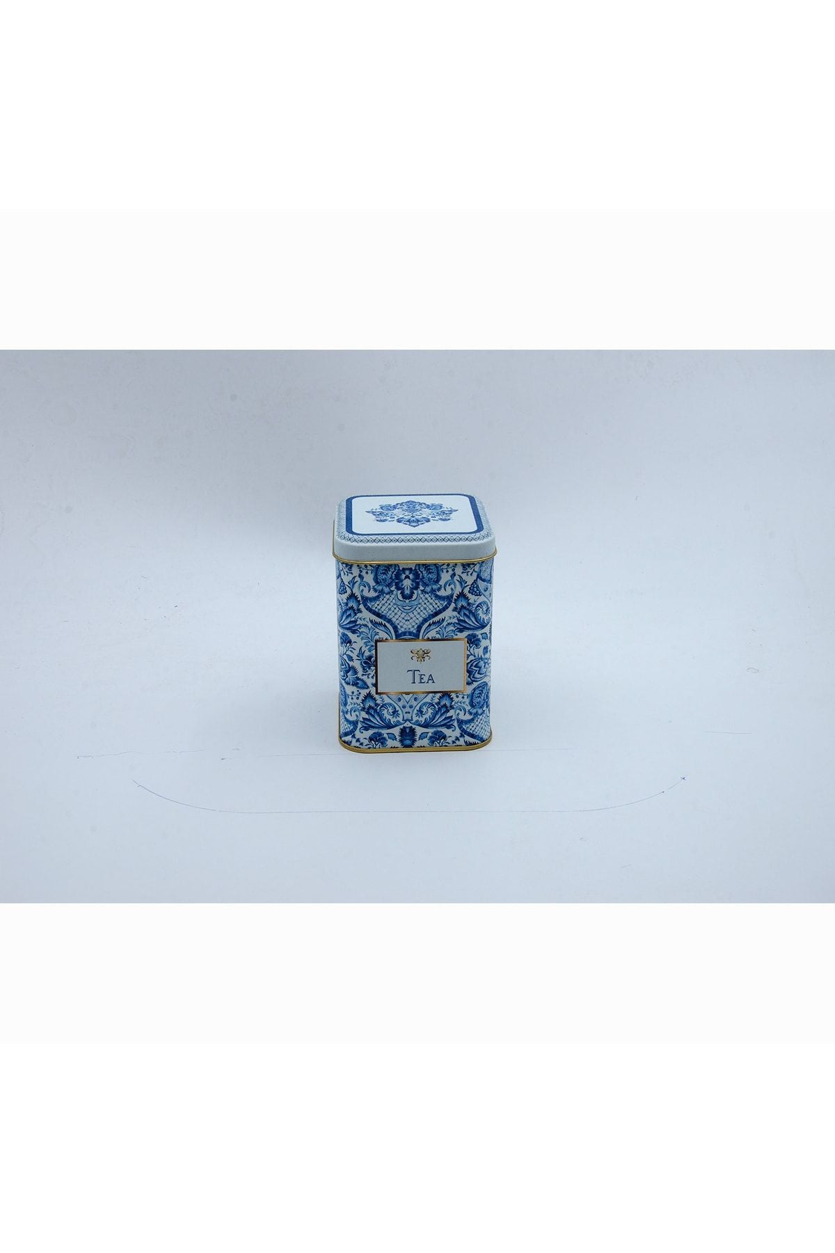 Er008-y2 Azulejos Tea Desenli Kare Metal Saklama Kabı 8x8 Cm