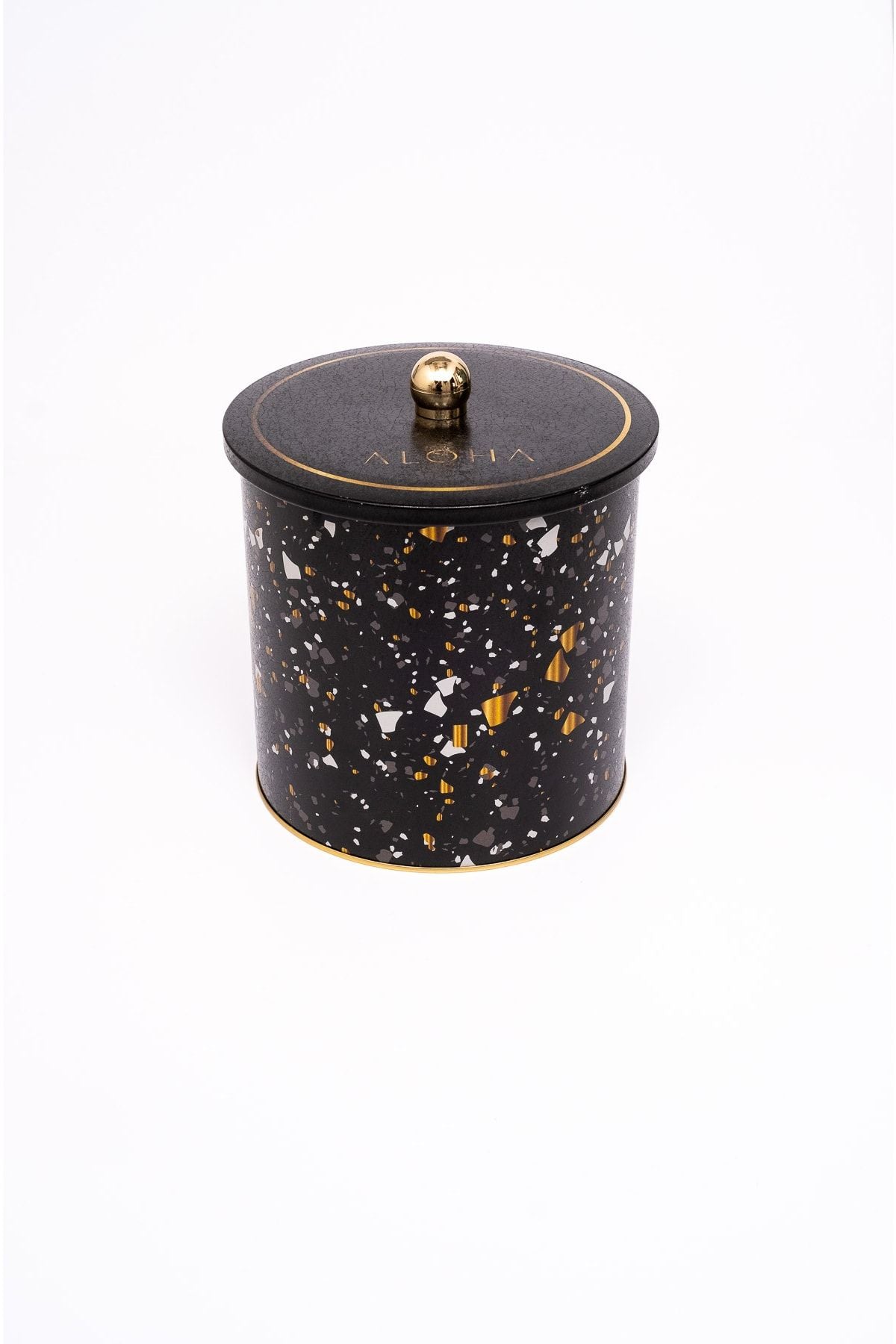 Terrazo Desenli Erzak Saklama Kabı - Metal Saklama Kabı 17,5 Cm X 18 Cm Er147-1h