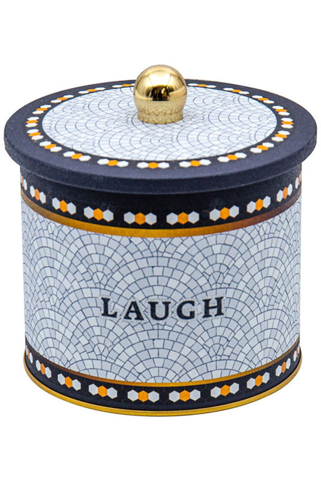 Mosaic Desenli Yuvarlak Metal Saklama Kabı, Erzak Saklama Kabı - Organizer 14 Cm X 12,5 Cm Er142-9b