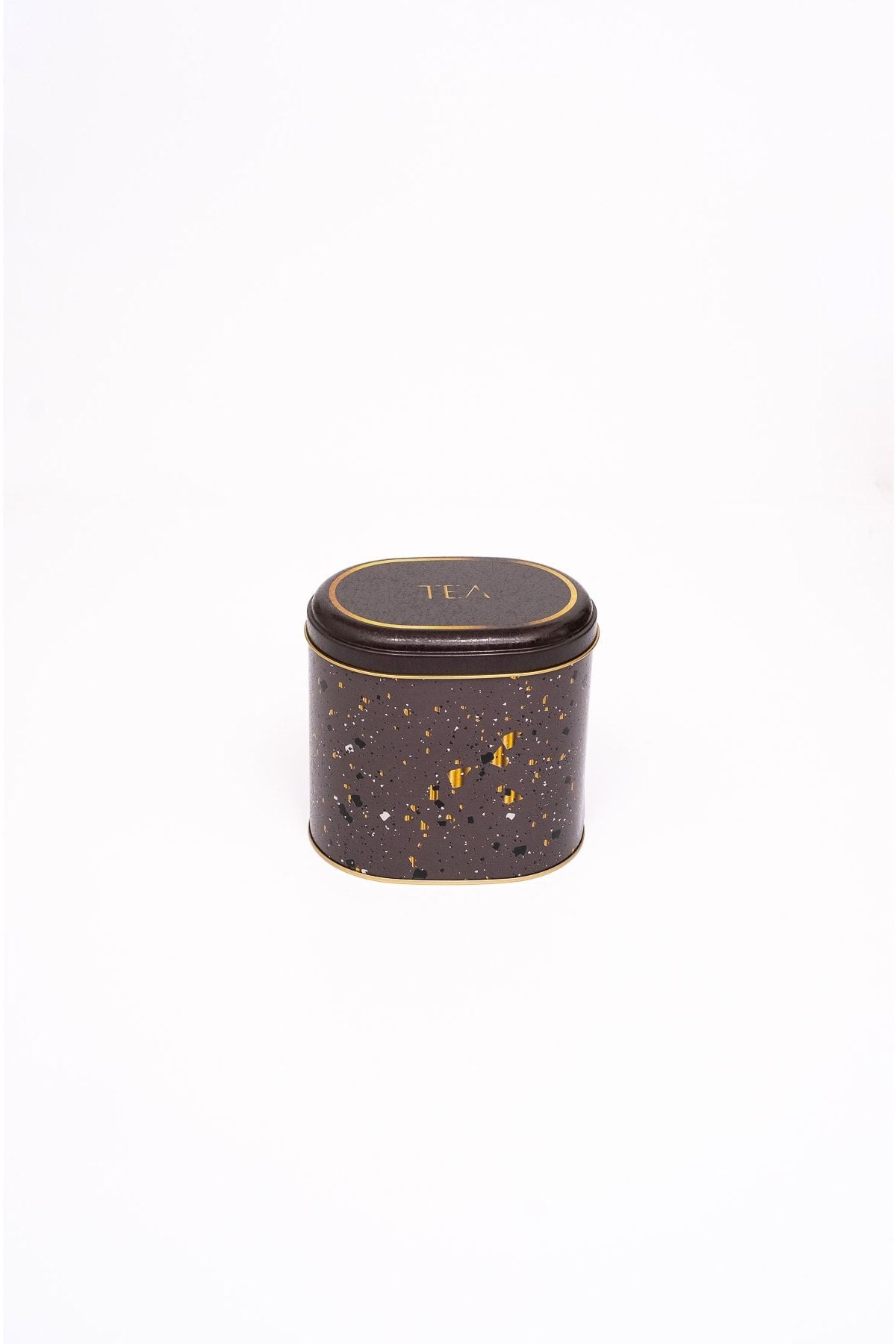 Er004-8g Terrazzo Brown Desenli Oval Metal Saklama Kabı 11x15 Cm