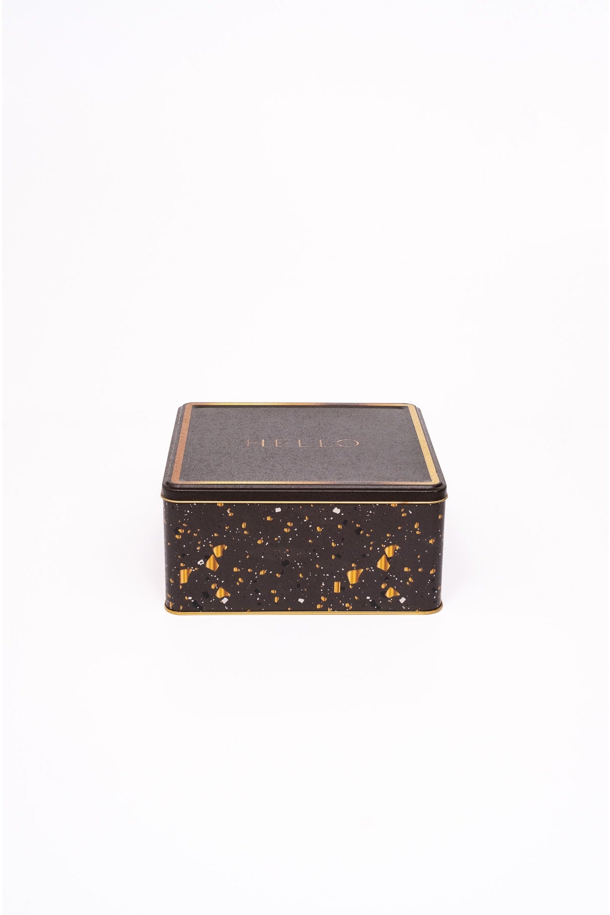 Evle Er029-2e Botanica Yellow Desenli Kare Metal Saklama Kabı 24x24 Cm