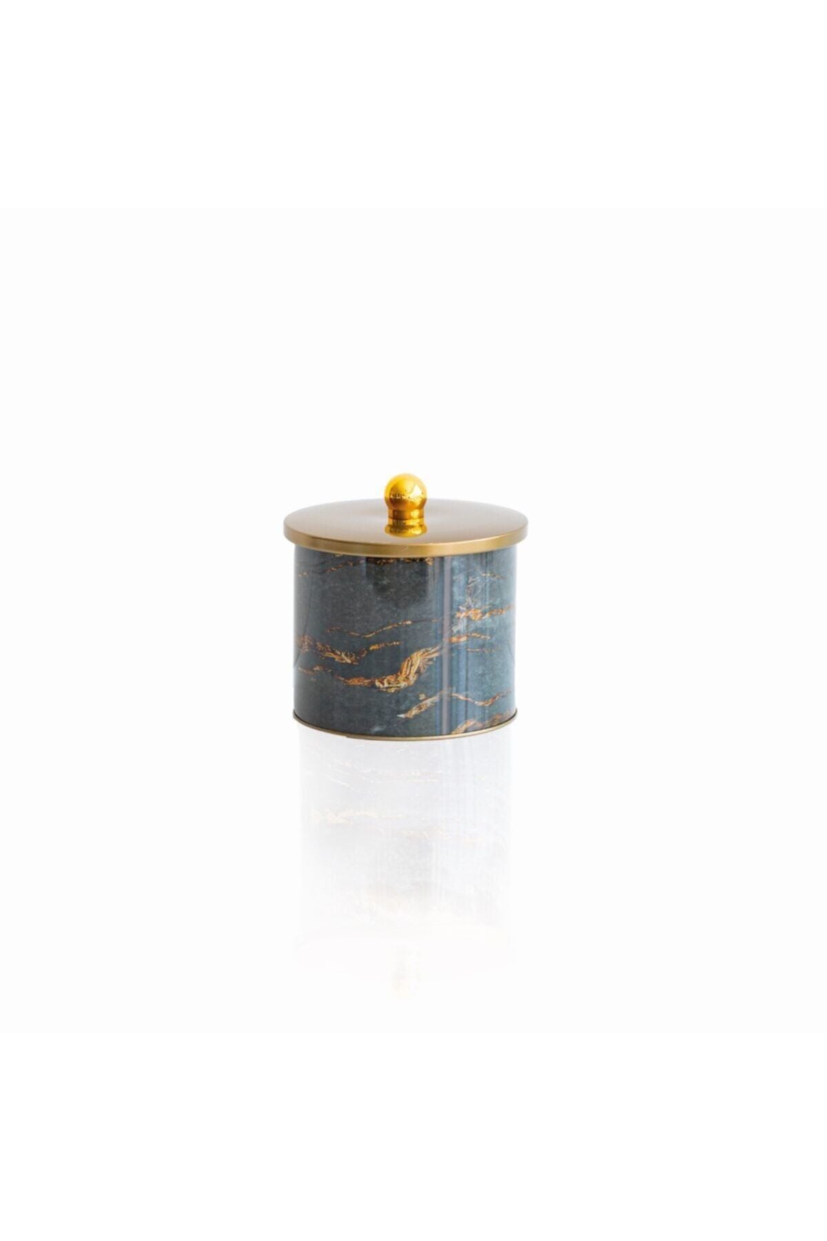 Ef142-h8 Rock And Gold Desenli Yuvarlak Metal Saklama Kabı 14 Cm