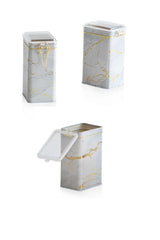 Efb2151 Dikdörtgen Kilitli Saklama Kabı 75x100x150 3 Lü Set, Marble White