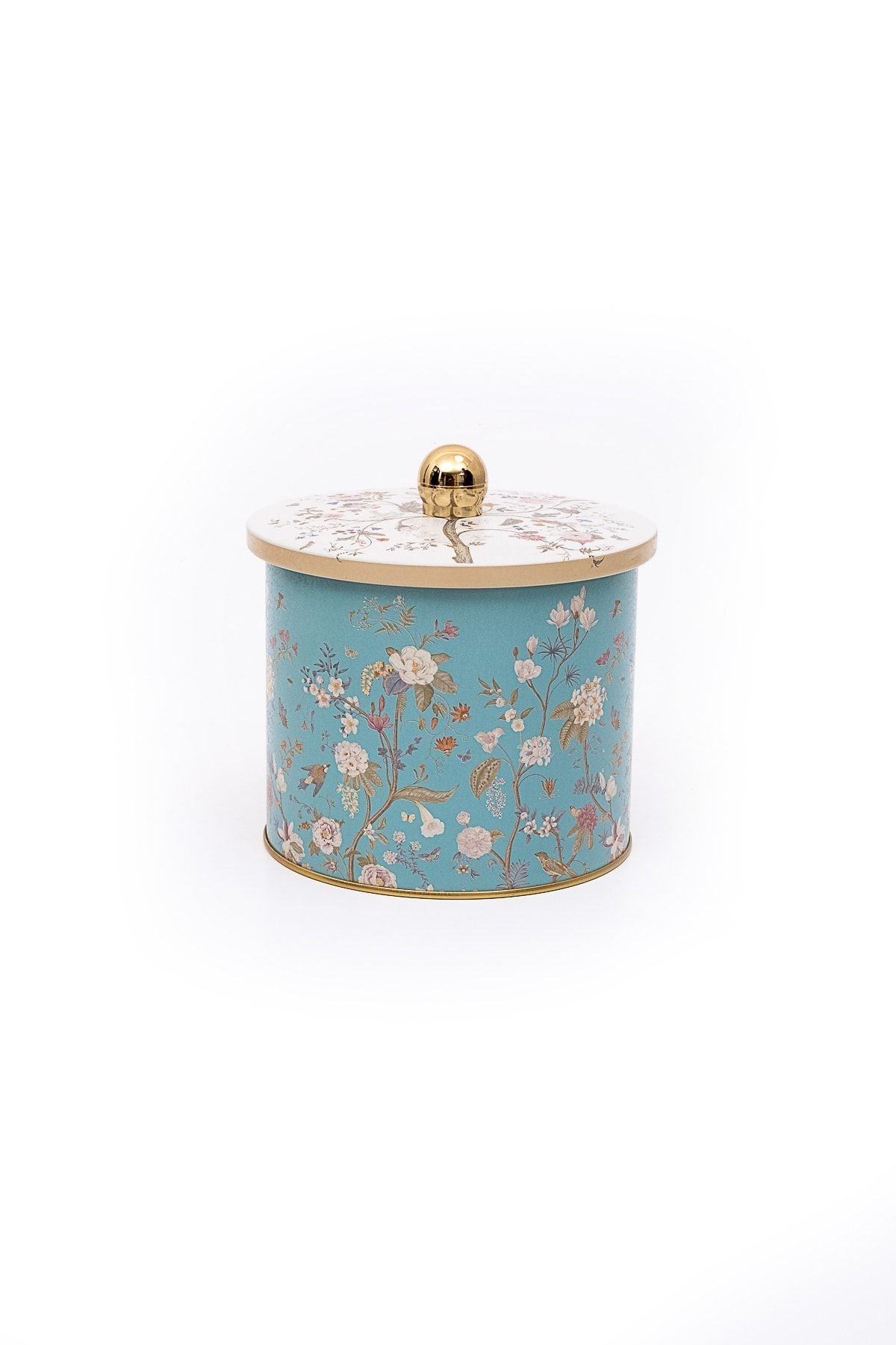 Botanica Desenli Yuvarlak Metal Saklama Kabı, Erzak Saklama Kabı 14 Cm X 12,5 Cm Er142-9f