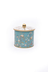 Botanica Desenli Yuvarlak Metal Saklama Kabı, Erzak Saklama Kabı 14 Cm X 12,5 Cm Er142-9f