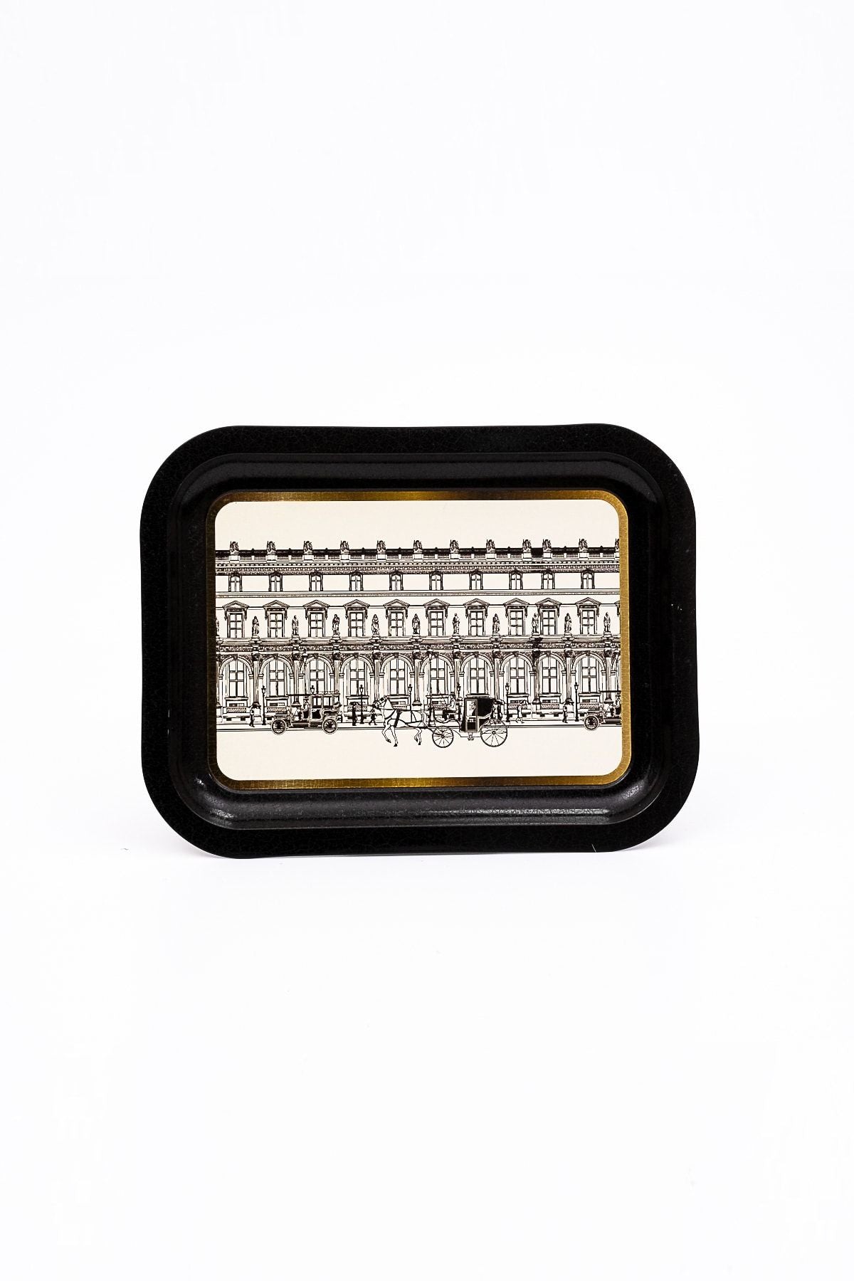City Desenli Metal Tepsi - Çay Kahve Tepsisi - Sunum Tepsisi 23 Cm X 31 Cm Ee161-t9