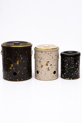 Metal Patates Soğan Kovası - Sebzelik - Patates Soğanlık Sepeti Sarımsaklık 3lü Set, Terrazo Erb29u4