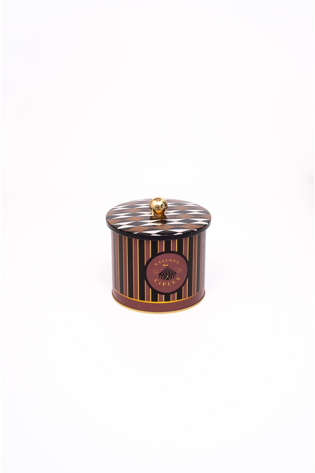 Circus Desenli Yuvarlak Metal Saklama Kabı, Erzak Saklama Kabı - Organizer 14 Cm X 12,5 Cm Er142-9e