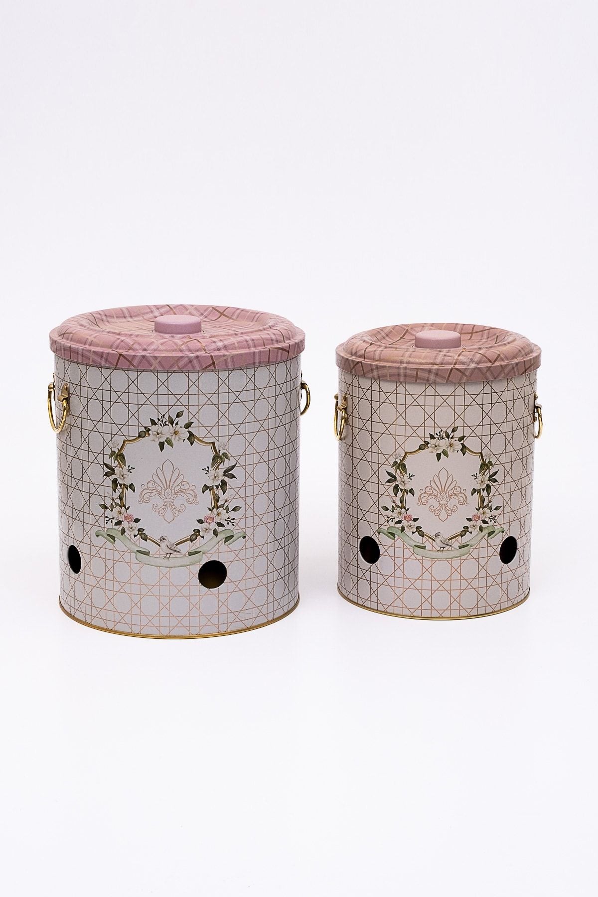 Metal Patates Soğan Kovası - Sebzelik - Patates Soğanlık Sepeti 2li Set, Rosy Erb23u7