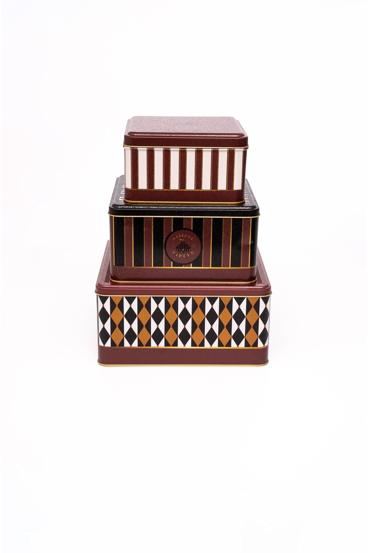 Circus Desenli Metal Saklama Kabı, Organizer Kutu, Makyaj Organizeri Erb13t8