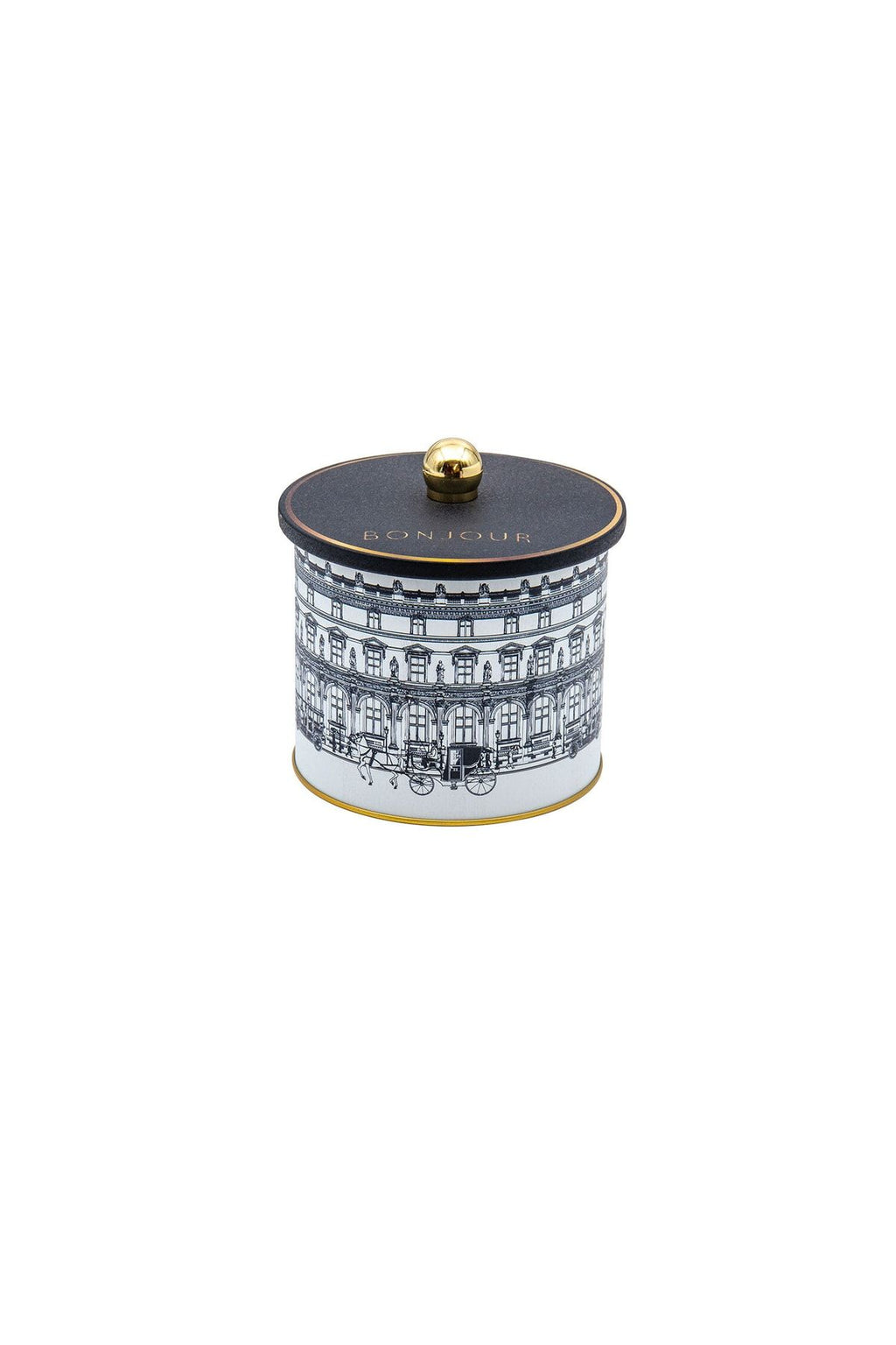 City Desenli Yuvarlak Metal Saklama Kabı,, Erzak Saklama Kabı - Organizer 14 Cm X 12,5 Cm Er142-3f