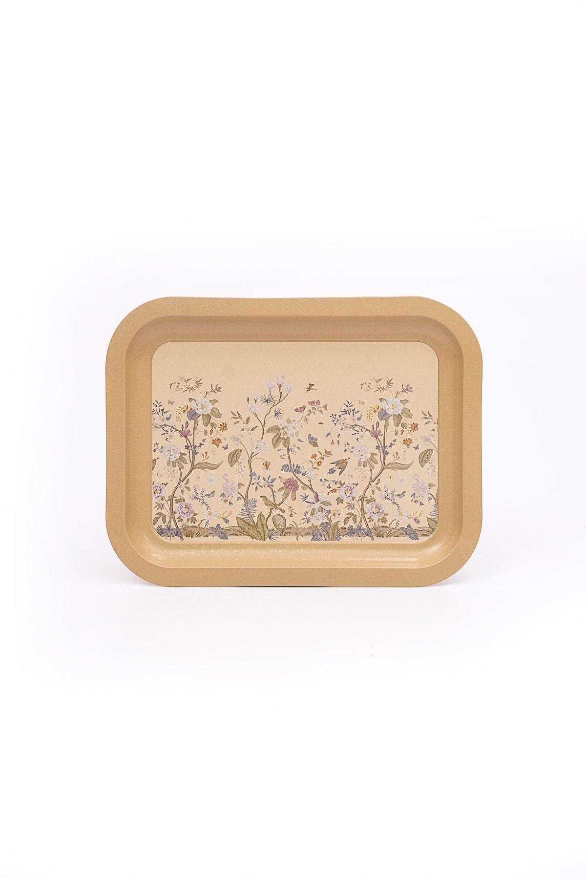 Botanica Desenli Metal Tepsi - Çay Kahve Tepsisi - Sunum Tepsisi 23 Cm X 31 Cm Ee161-2e