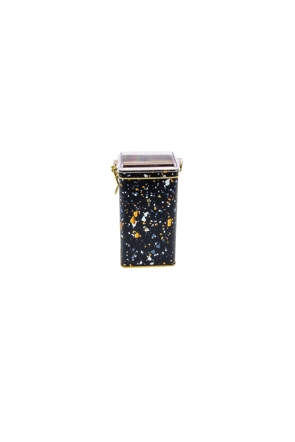 Er053-1h Terrazzo Black Desenli Dikdörtgen Metal Saklama Kabı 8x10 Cm