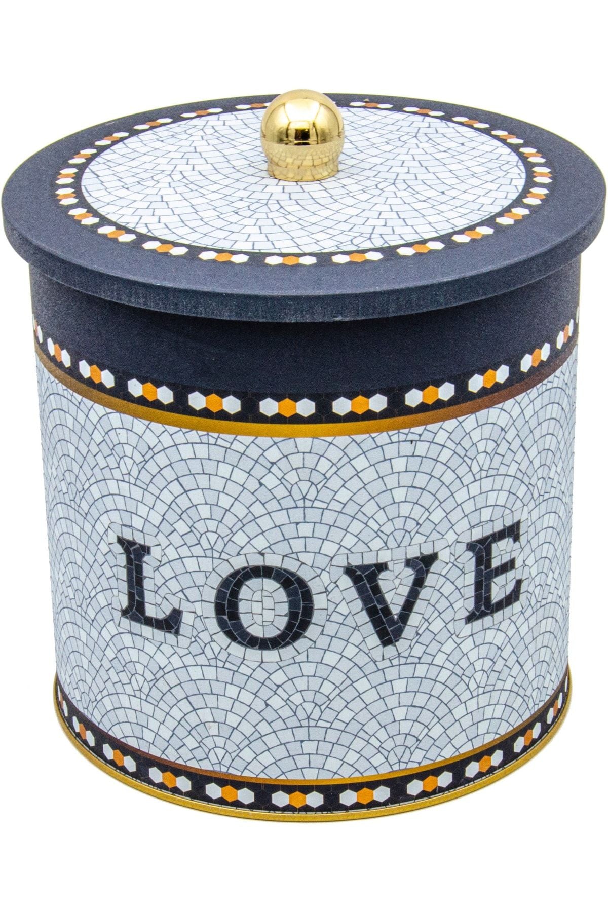 Mosaic Desenli Erzak Saklama Kabı - Metal Saklama Kabı 17,5 Cm X 18 Cm Er147-1e