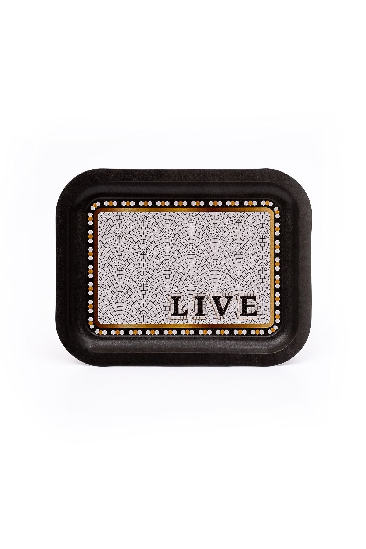 Mosaic Desenli Metal Tepsi - Çay Kahve Tepsisi - Sunum Tepsisi 23 Cm X 31 Cm Ee161-9d