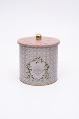 Rosy Desenli Erzak Saklama Kabı - Metal Saklama Kabı 17,5 Cm X 18 Cm Er147-u7