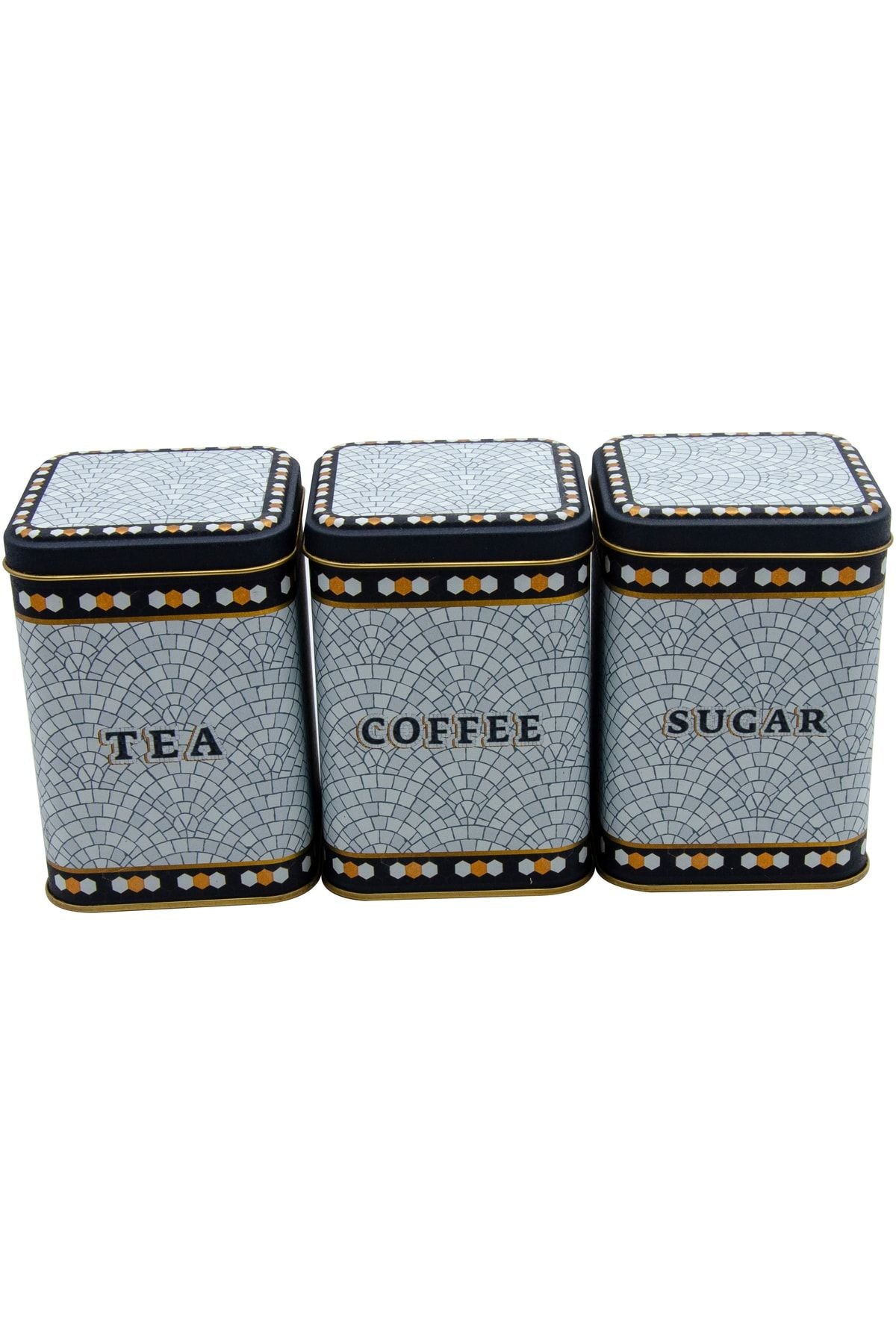 Erb25u1 Kare Metal Saklama Kabı 87x87x125, 3 Lü Set, Mosaic