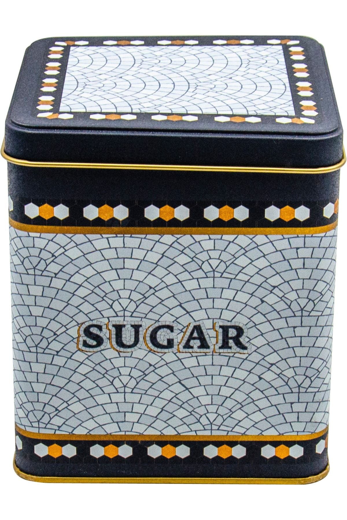 Er024-6d Mosaic Sugar Desenli Kare Metal Saklama Kabı 12x12 Cm